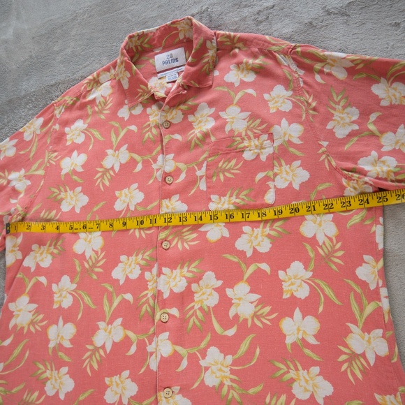 28 Palms Men Pink Floral Hawaiian Shirt Size XL Silk Linen Tropical Short Sleeve - Picture 8 of 13
